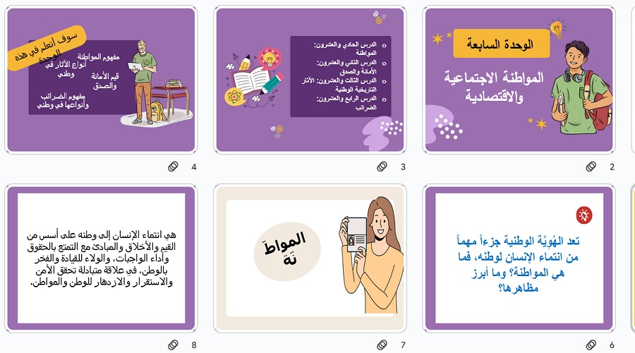 نموذج بوربوينت درس المواطنة للصف السادس الابتدائي