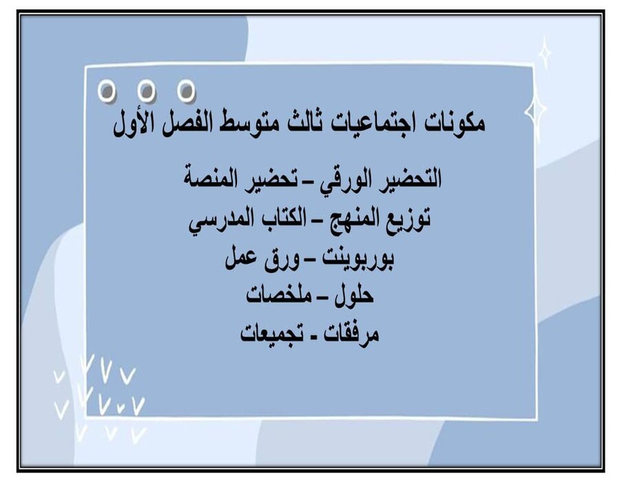 ورق عمل اجتماعيات ثالث متوسط الفصل الأول