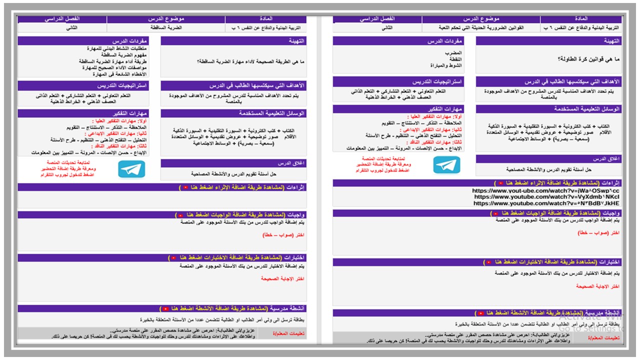 ورق عمل التربية البدنية والدفاع عن النفس سادس ابتدائي فصل ثاني 