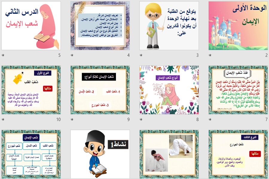 ورق عمل الدراسات الإسلاميه سادس ابتدائي الفصل الأول