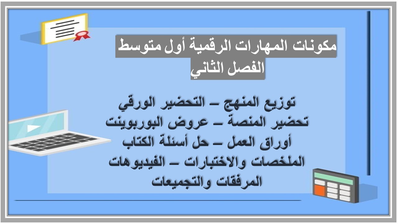 ورق عمل المهارات الرقمية أول متوسط الفصل الثاني