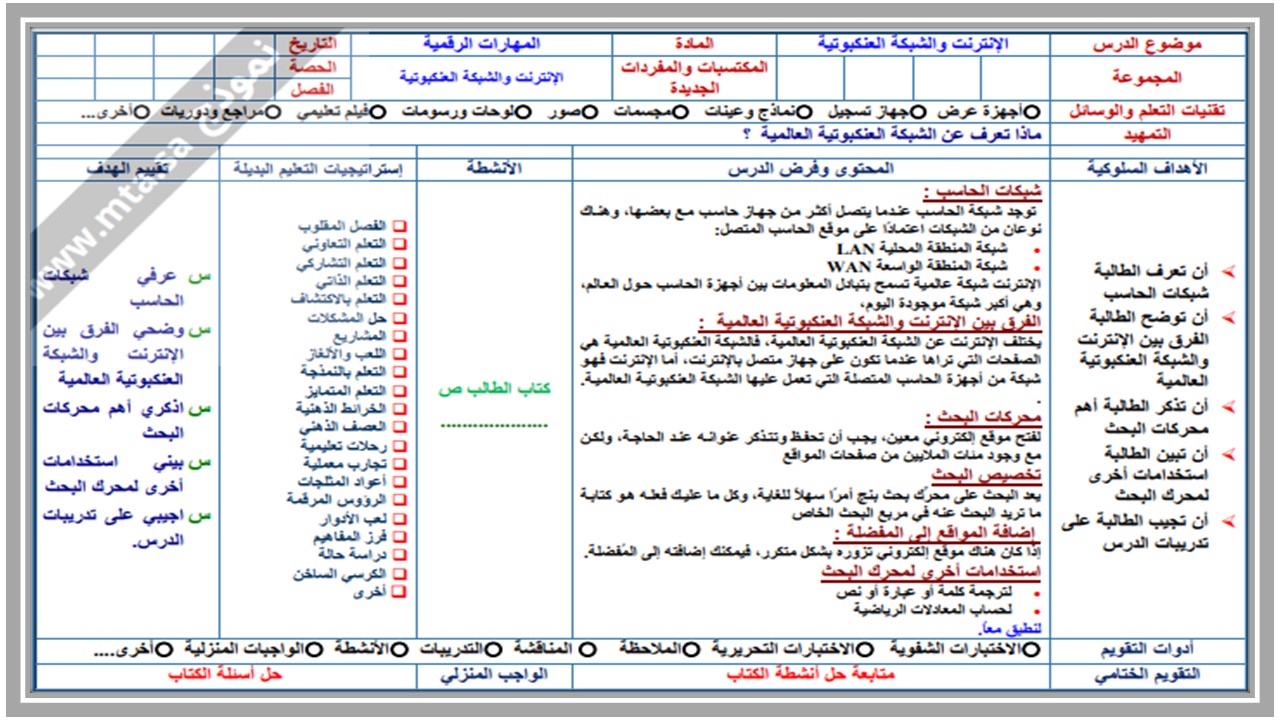 ورق عمل المهارات الرقمية خامس ابتدائي الفصل الثاني 
