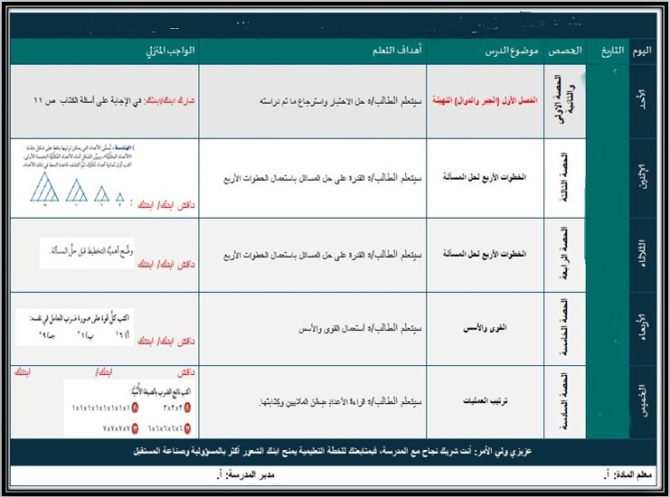 ورق عمل رياضيات أول متوسط الفصل الأول