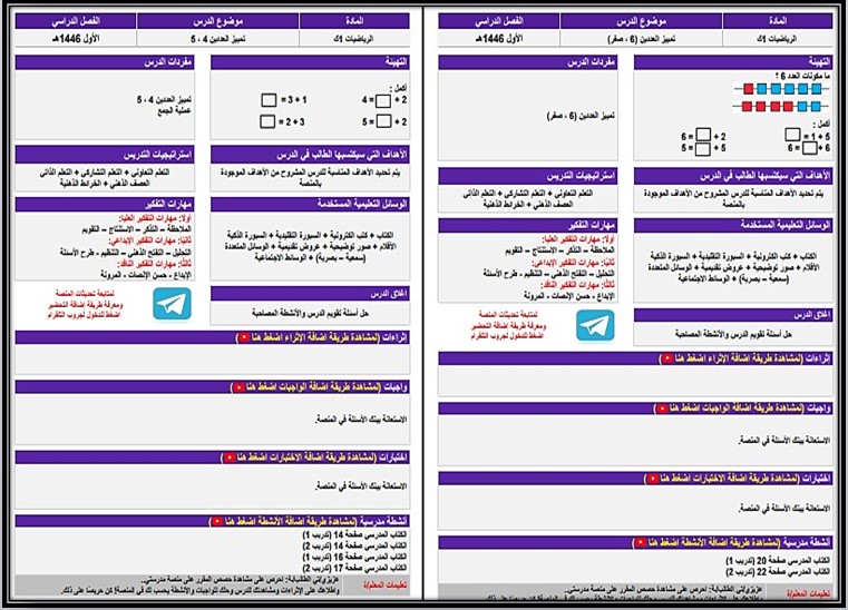 ورق عمل رياضيات الصف الأول التعليم المستمر الفصل الأول
