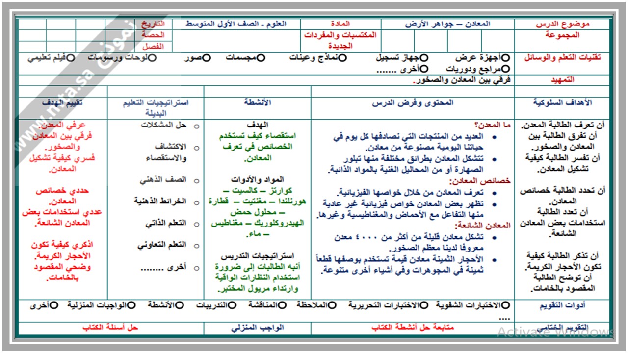 ورق عمل علوم أول متوسط الفصل الثاني  