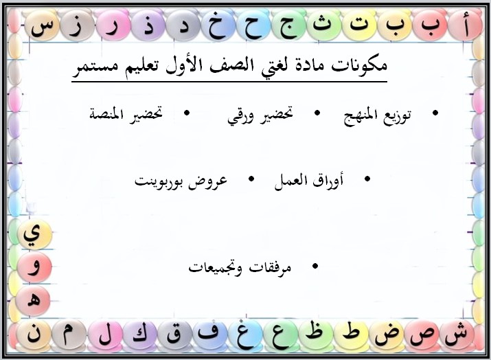 ورق عمل لغتي الصف الأول التعليم المستمر الفصل الاول