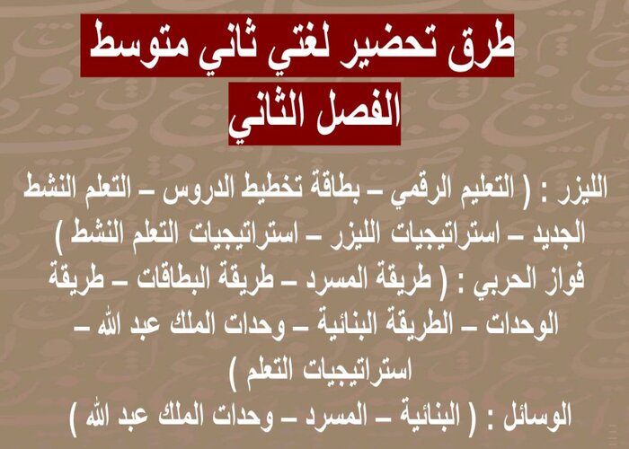 ورق عمل لغتي ثاني متوسط الفصل الثاني