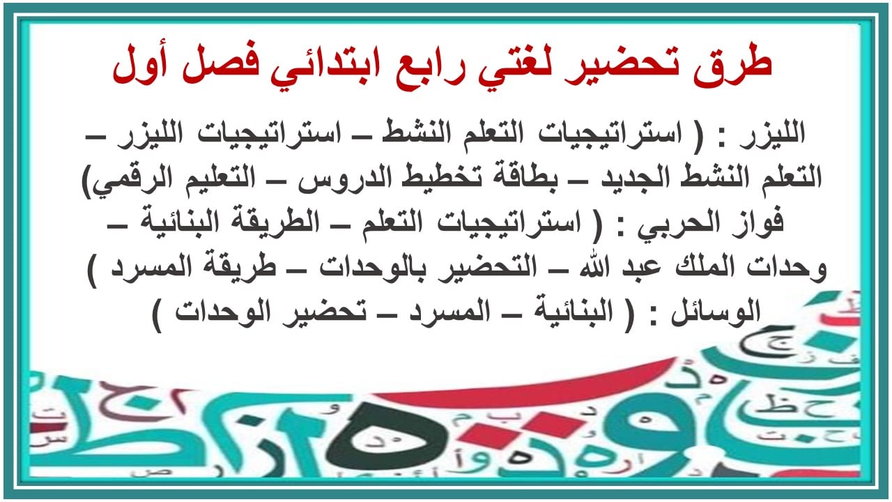 ورق عمل لغتي رابع ابتدائي فصل أول 