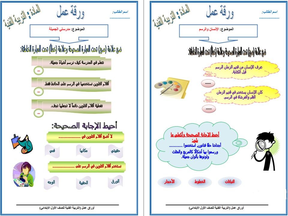بوربوينت التربية الفنية أول ابتدائي الفصل الاول