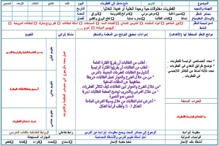 تحضير أحياء 1 أول ثانوي مسارات 