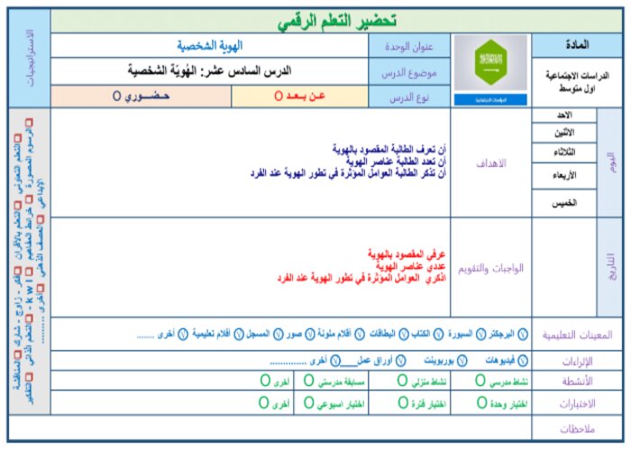 تحضير اجتماعيات أول متوسط الفصل الثالث تحضير اجتماعيات أول متوسط الفصل الثالث