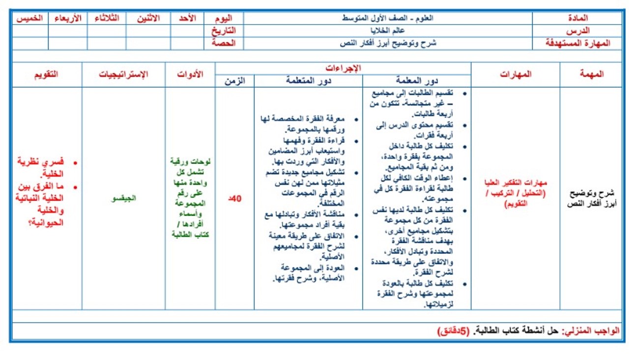تحضير علوم أول متوسط الفصل الثالث