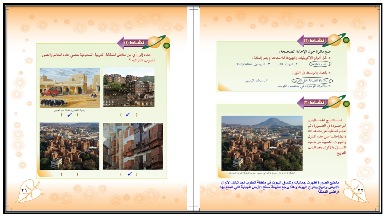 تحضير مادة التربية الفنية أول متوسط فصل دراسي أول