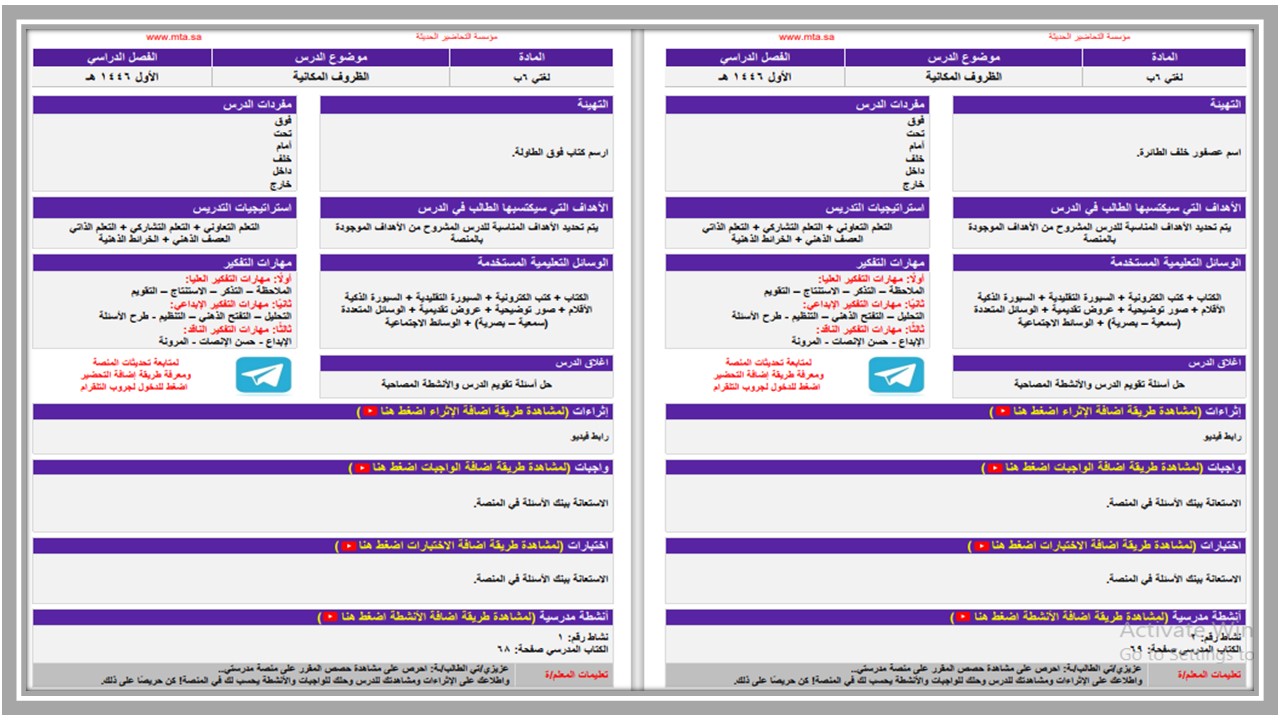 تحضير مادة لغتي الصف السادس الابتدائي فكرية الفصل الأول تحضير مادة لغتي الصف السادس الابتدائي فكرية الفصل الأول