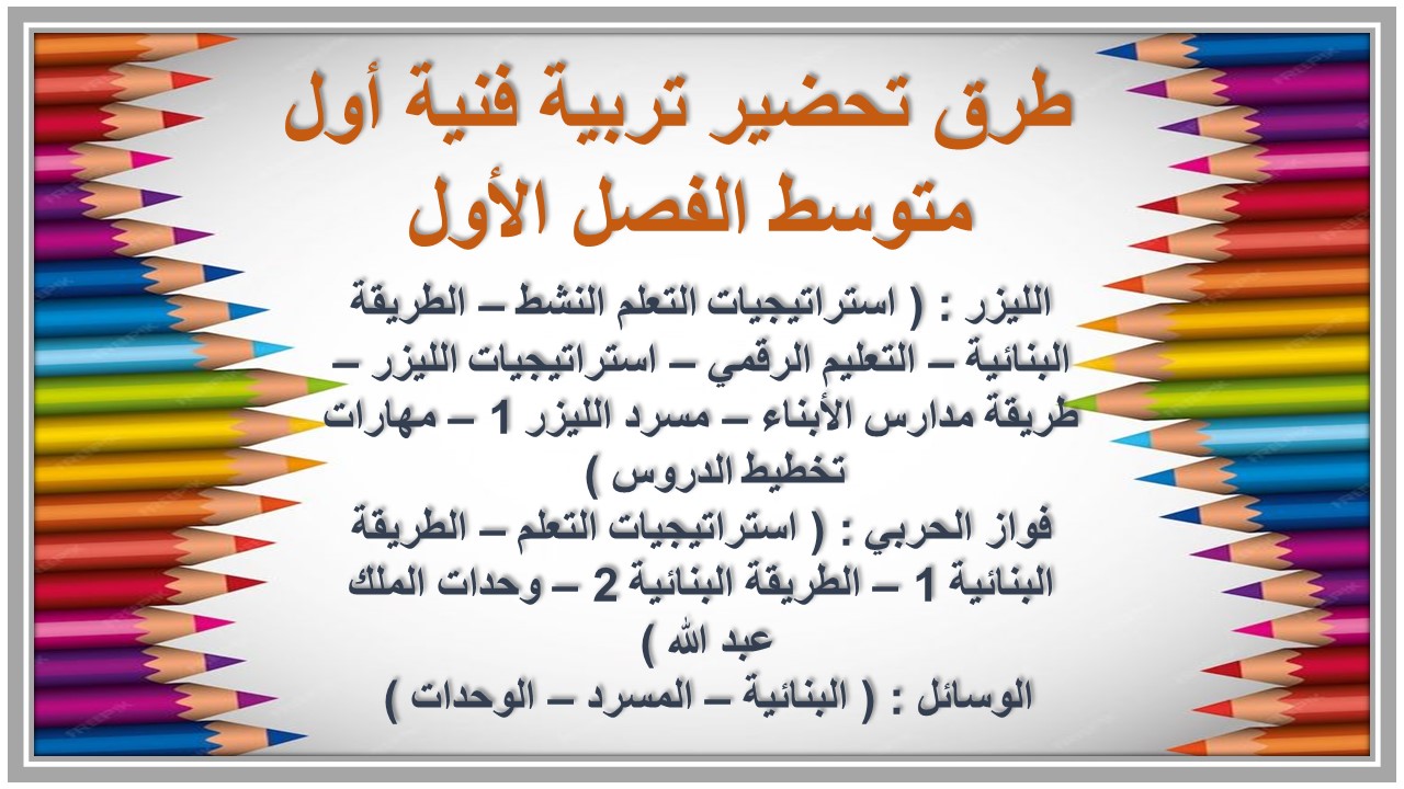 حل أسئلة مادة تربية فنية أول متوسط الفصل الأول