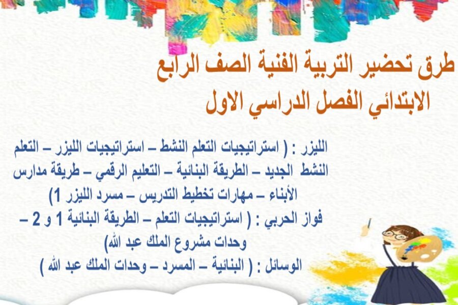 حل اسئلة التربية الفنية الصف الرابع الابتدائي الفصل الدراسي الاول 