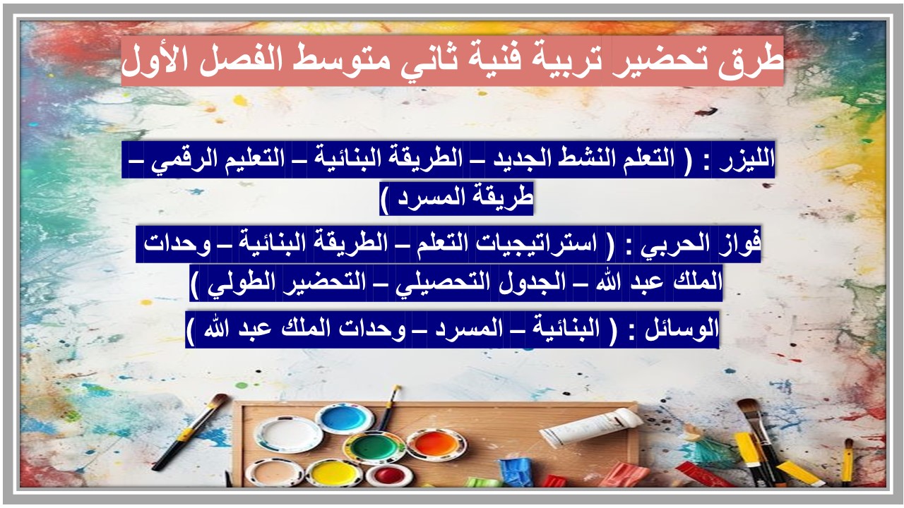مهارات تربية فنية ثاني متوسط الفصل الأول