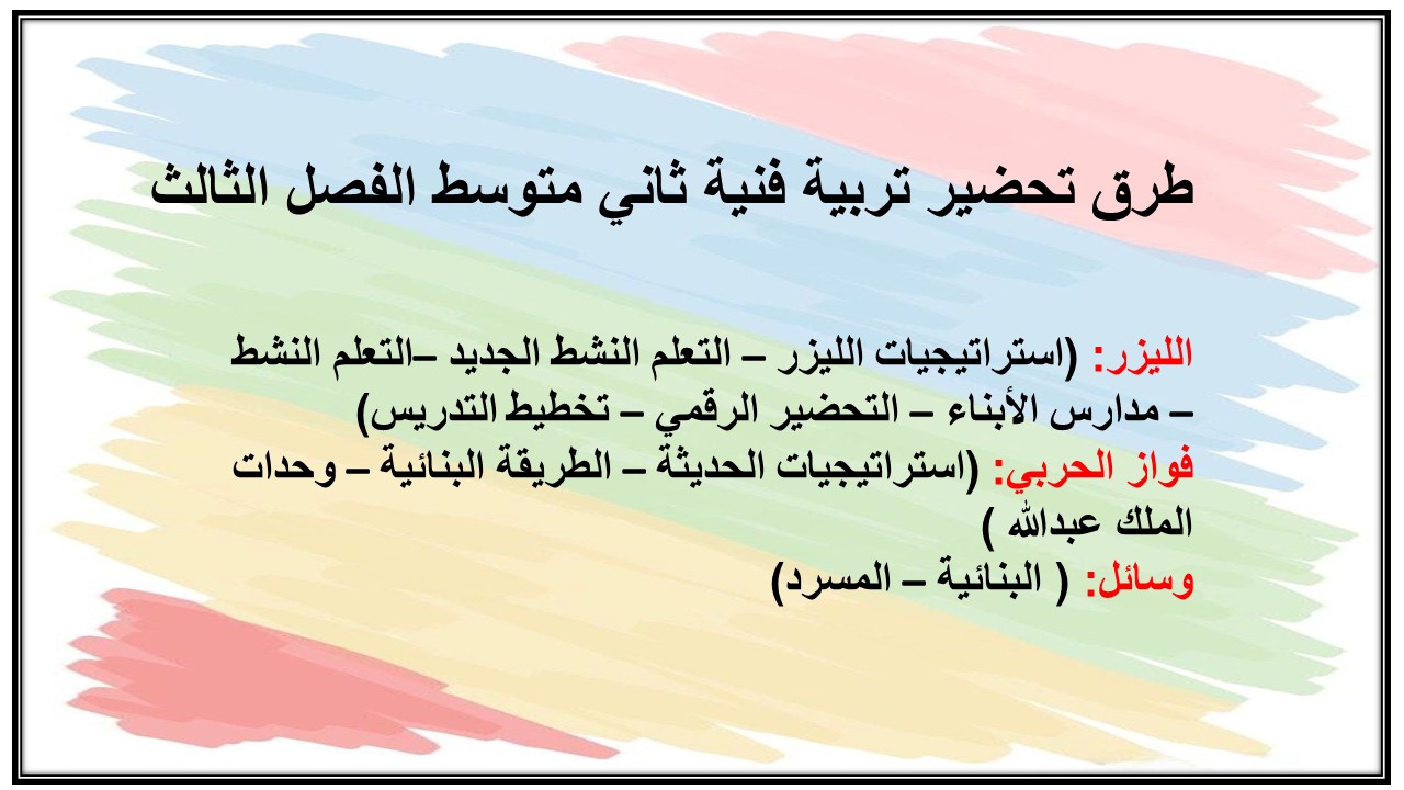 ورق عمل تربية فنية ثاني متوسط الفصل الثالث