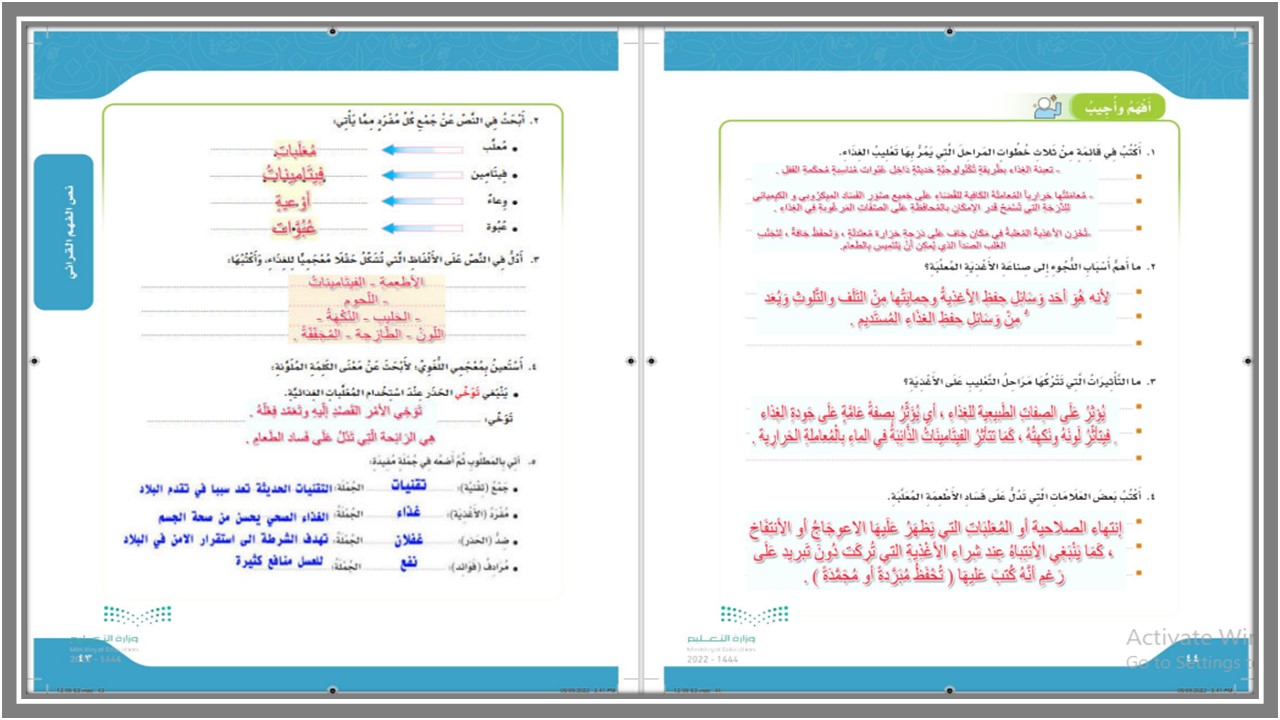 ورق عمل لغتي سادس ابتدائي الفصل الثالث 