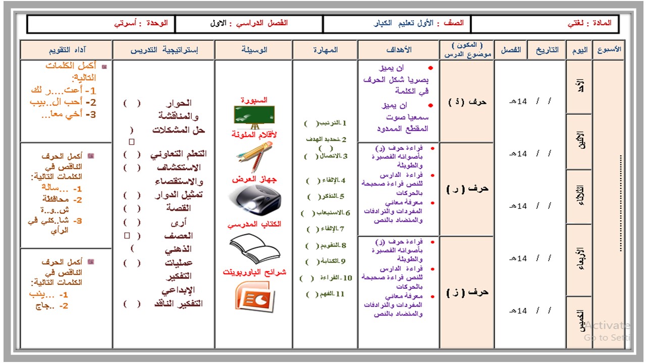 بور بوينت لغتي كبيرات الصف الأول الفصل الأول 