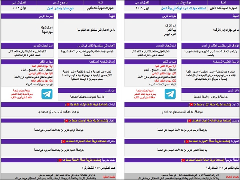بوربوينت التربية المهنية ثالث ثانوي فكرية فصل أول
