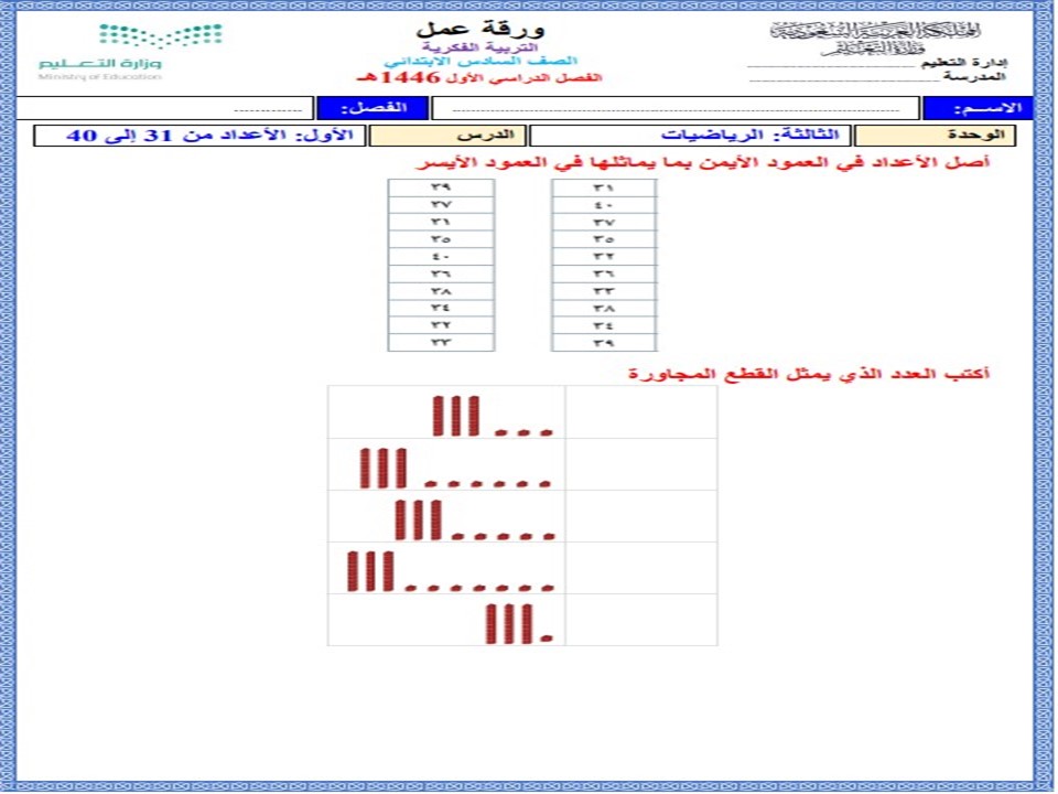 بوربوينت لمادة الرياضيات سادس ابتدائي فكرية فصل أول بوربوينت لمادة الرياضيات سادس ابتدائي فكرية فصل أول