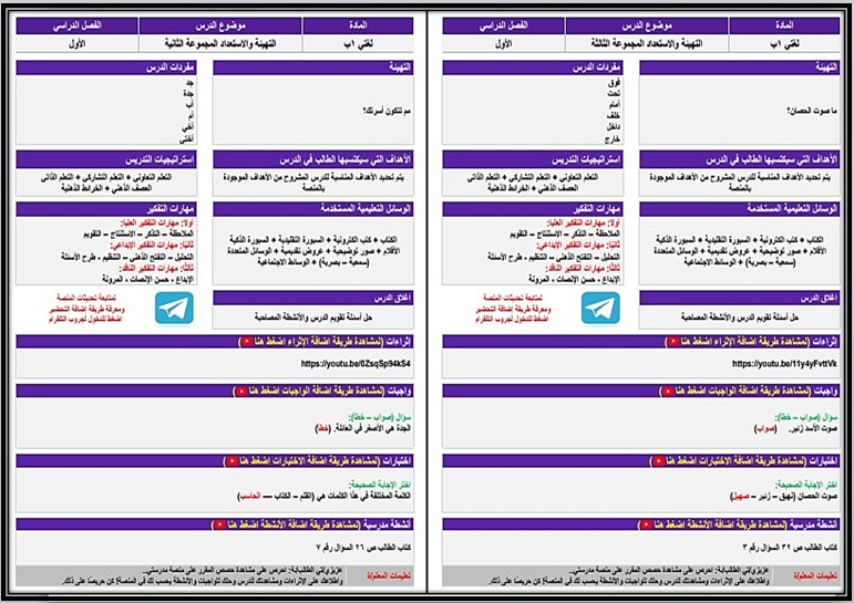تحضير لغتي منصة مدرستي أول ابتدائي الفصل الدراسي الأول