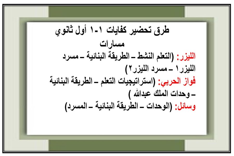 حل أسئلة كفايات 1-1 أول ثانوي مسارات