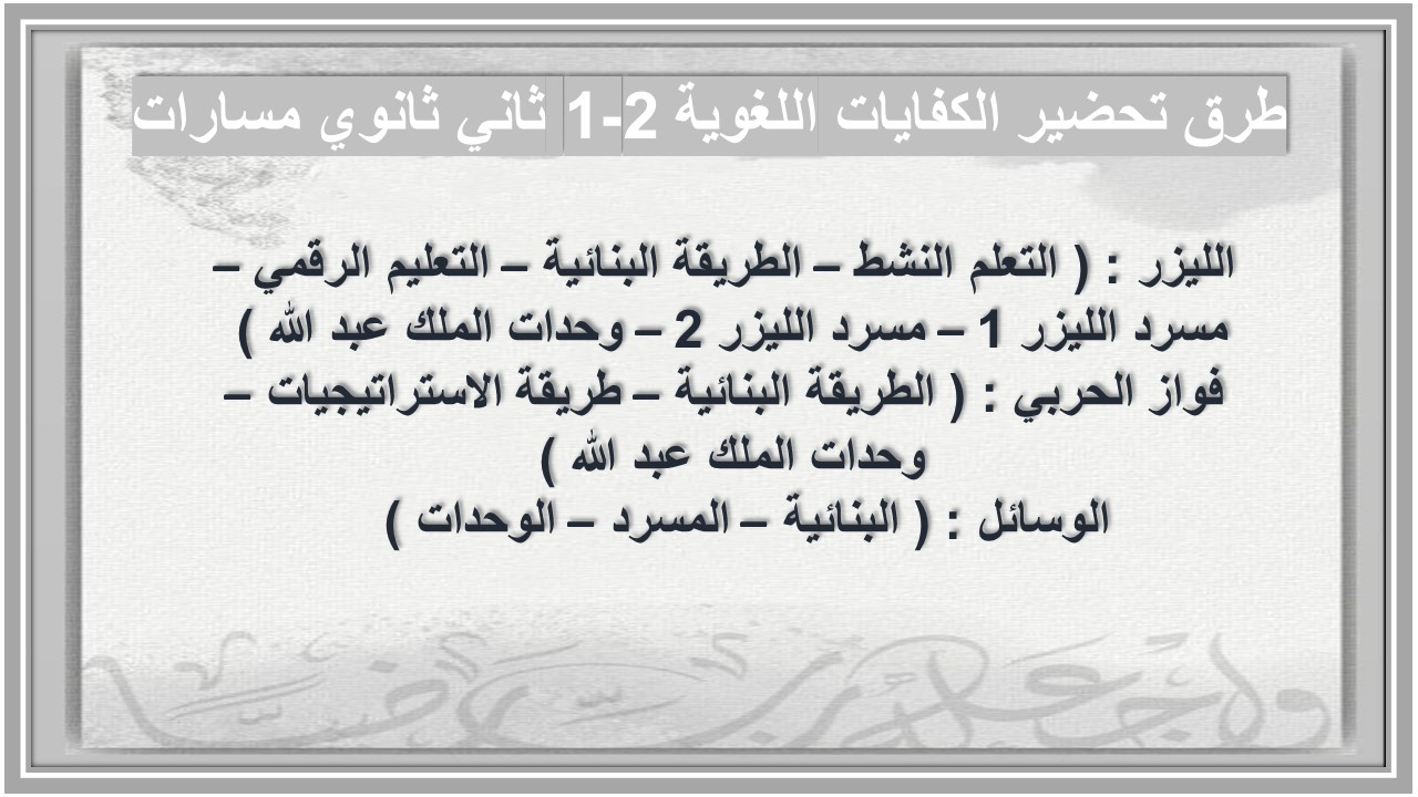 ورق عمل الكفايات اللغوية 2-1 ثاني ثانوي مسارات