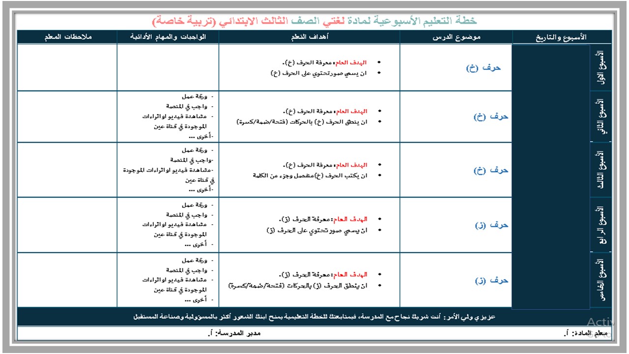 ورق عمل لغتي فكرية ثالث ابتدائي الفصل الأول 