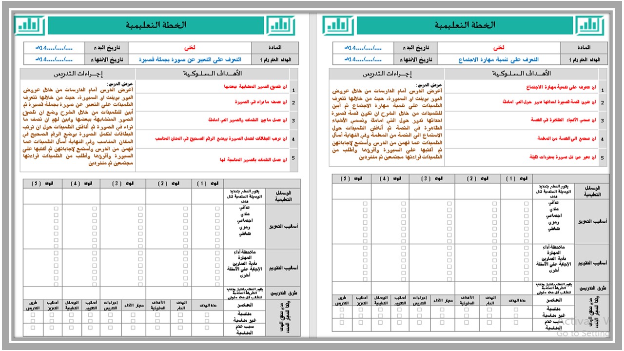 ورق عمل لغتي فكرية رابع ابتدائي الفصل الأول 