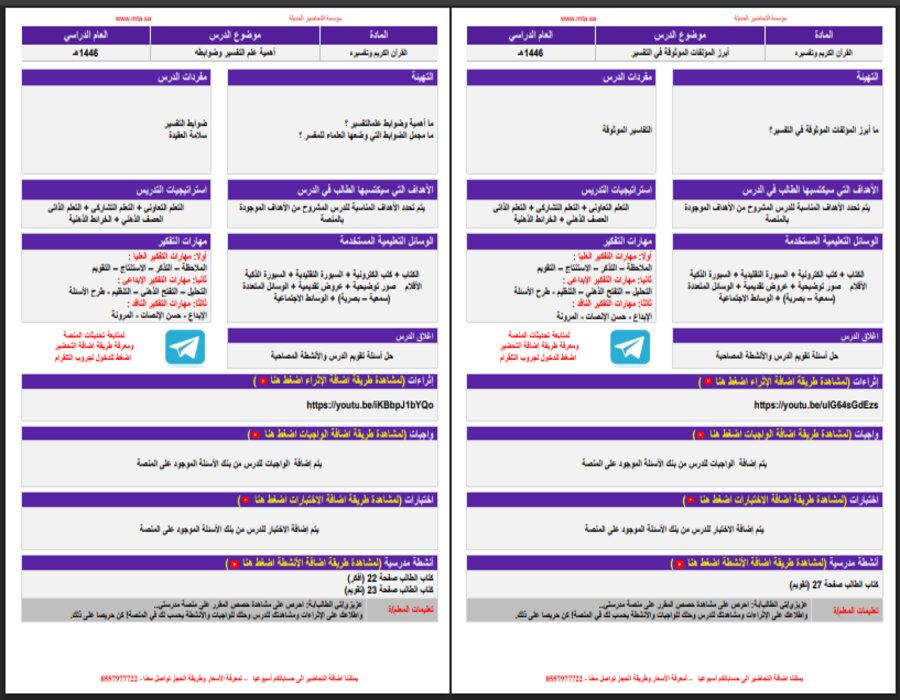 إغلاق الدرس القرآن وتفسيره 1 الصف الأول ثانوي نظام المسارات منصة مدرستي