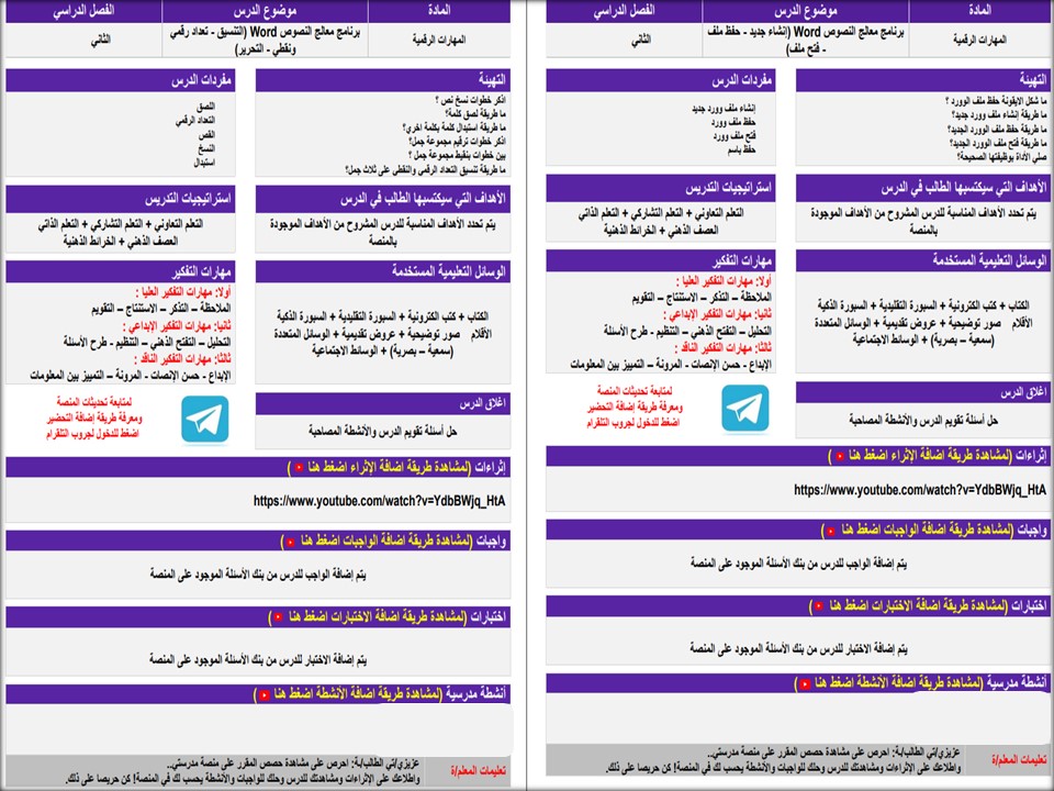 تحضير مدرستي مهارات رقمية أول متوسط التربية الفكرية الفصل الثاني