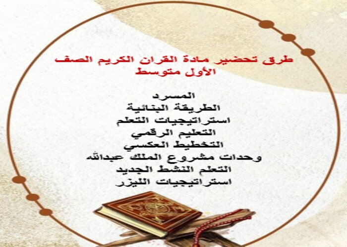 مفردات الدرس القران الكريم الصف الأول متوسط منصة مدرستي 
