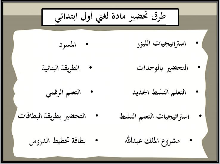 طرق تحضير لغتي الصف الأول الابتدائي 