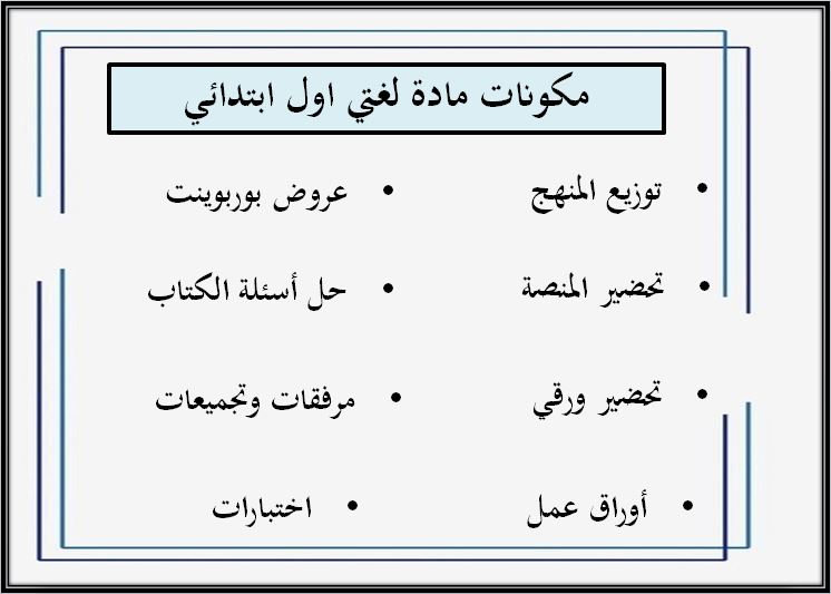 مكونات لغتي الصف الأول الابتدائي منصة مدرستي