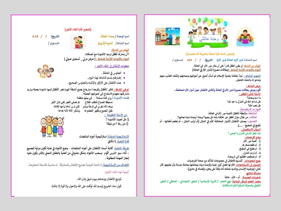 ادوار افراد العائلة رياض اطفال