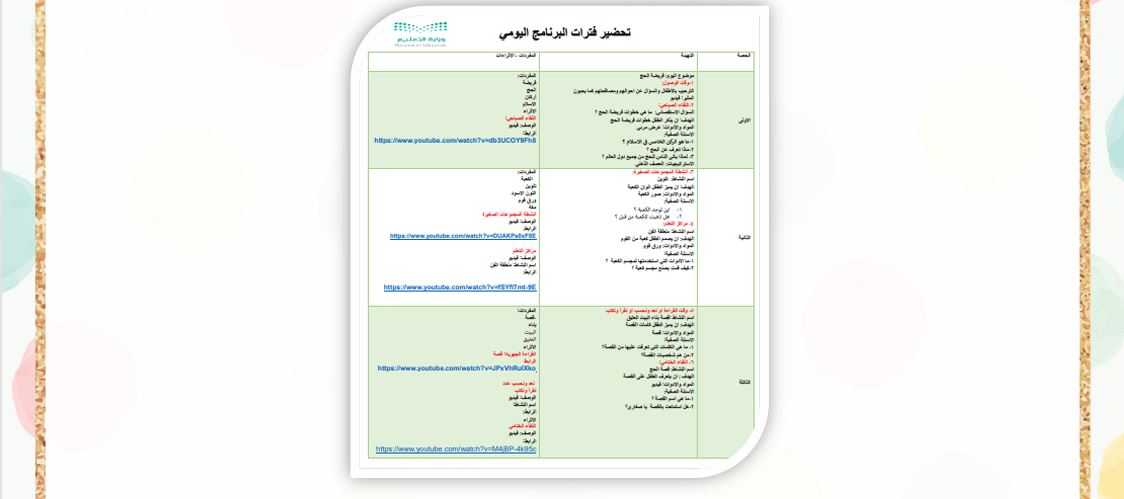 وحدة الحج رياض الاطفال