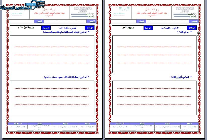 مهارات التفكير الفنون ثاني ثانوي مسارات منصة مدرستي  