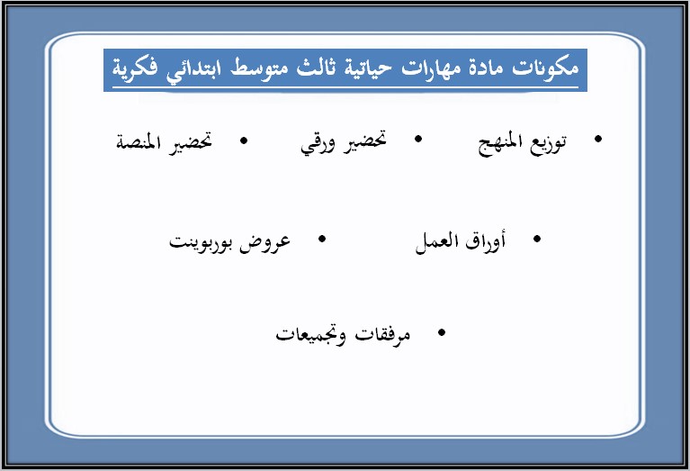 مفردات الدرس المهارات الحياتية ثالث متوسط التربية الفكرية منصة مدرستي