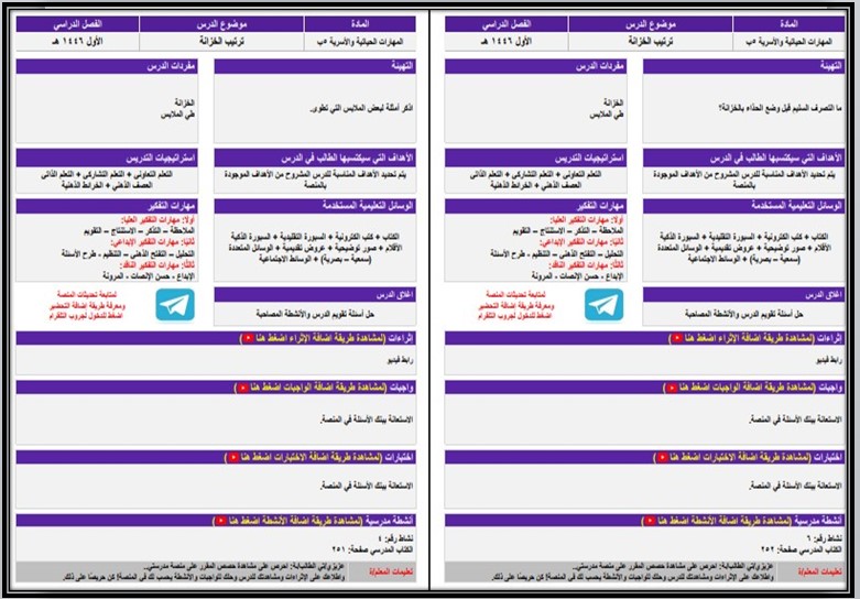 مفردات الدرس مهارات حياتية خامس ابتدائي تربية فكرية منصة مدرستي