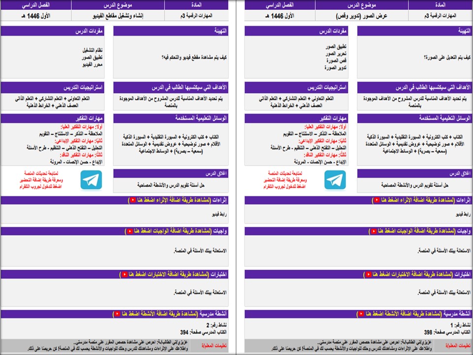 مفردات الدرس مهارات رقمية ثالث متوسط التربية الفكرية منصة مدرستي
