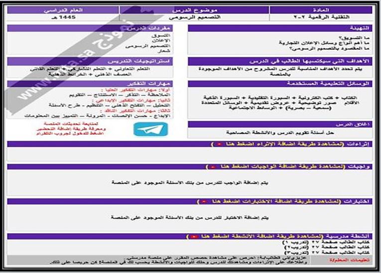 التحضير الإلكتروني لمادة التقنية الرقمية 2-2