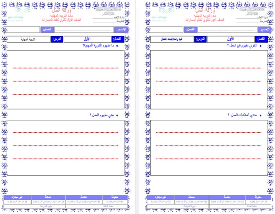 التحضير الإلكتروني مادة التربية المهنية