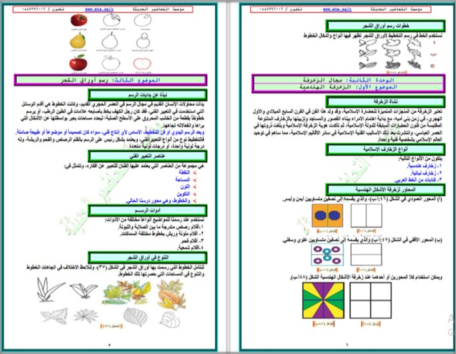 اثراءات التربية الفنية الصف السادس الابتدائي الفصل الأول مدرستي
