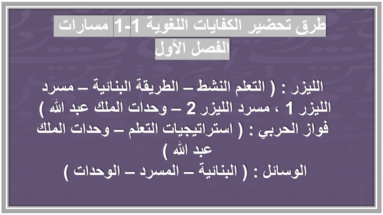 اختبارات الكفايات اللغوية 1-1 مسارات الفصل الأول مدرستي