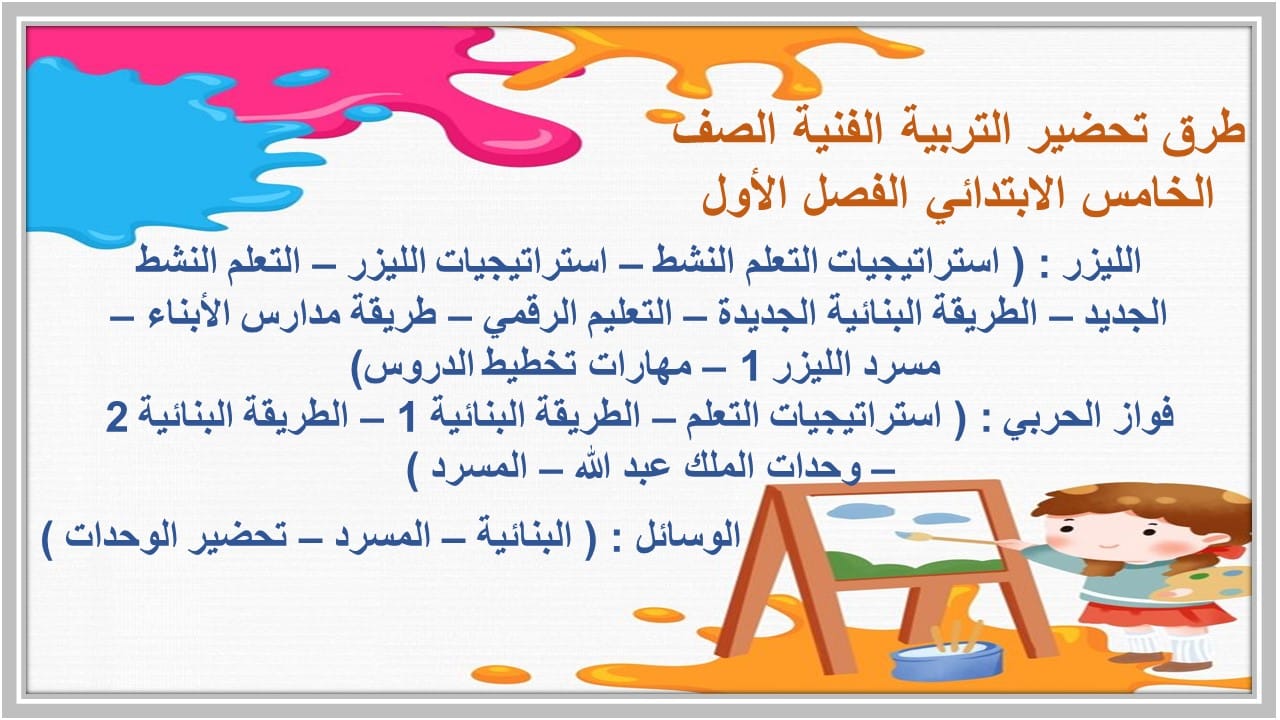 اغلاق الدرس التربية الفنية الصف الخامس الابتدائي الفصل الأول مدرستي