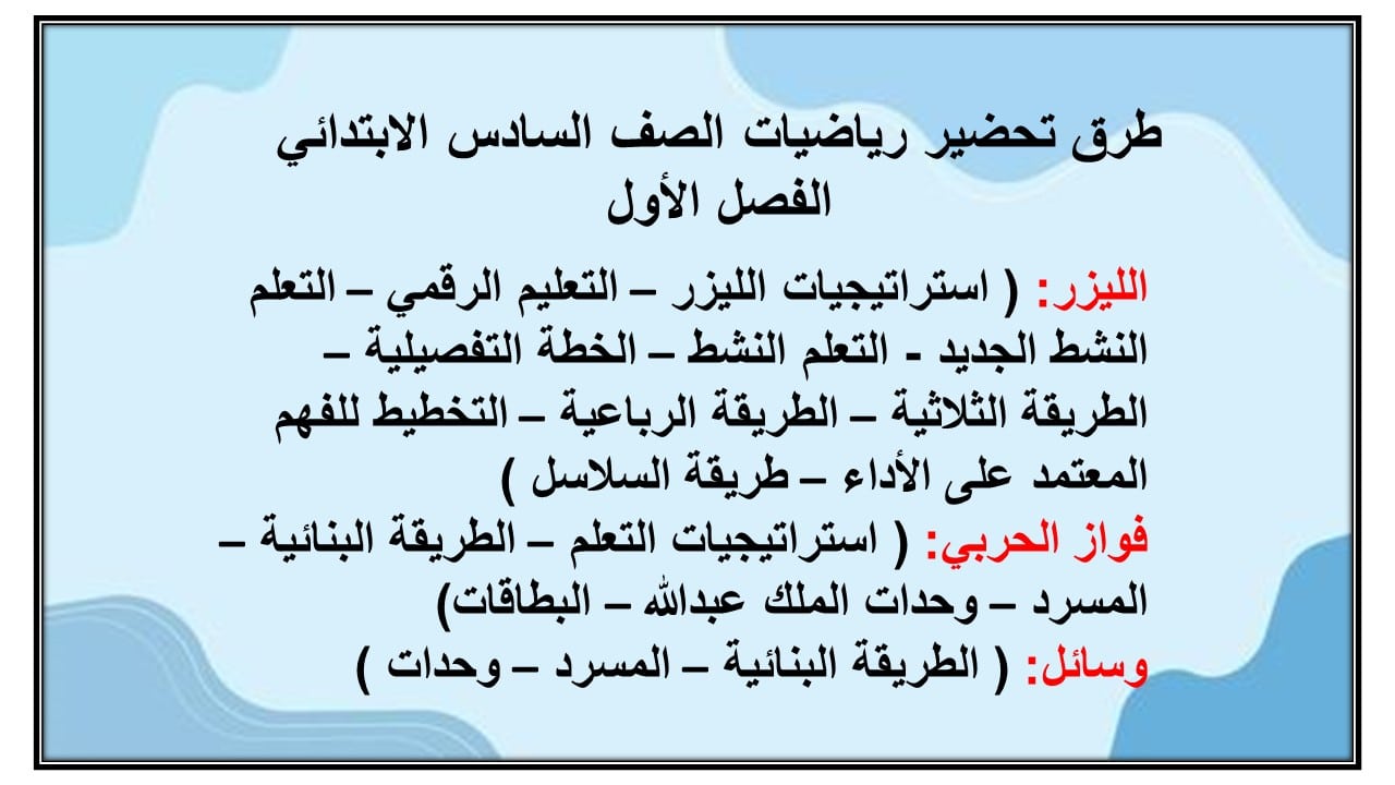 اغلاق الدرس رياضيات الصف السادس الابتدائي الفصل الأول مدرستي