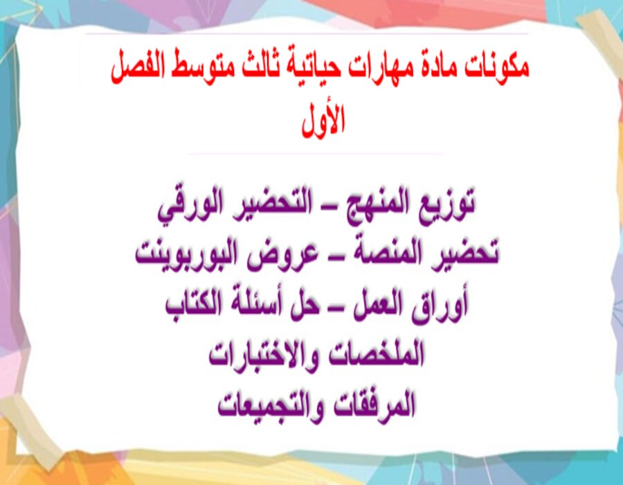 اغلاق الدرس مهارات حياتية ثالث متوسط الفصل الأول مدرستي