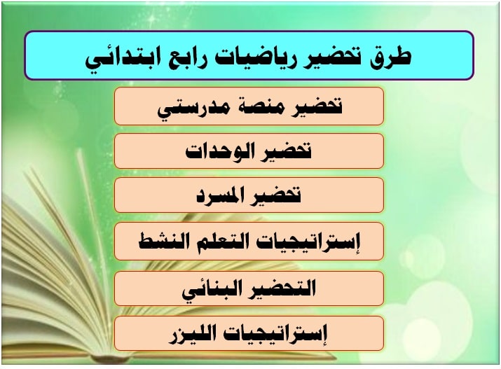 طرق تحضير رياضيات رابع ابتدائي الفصل الدراسي الأول